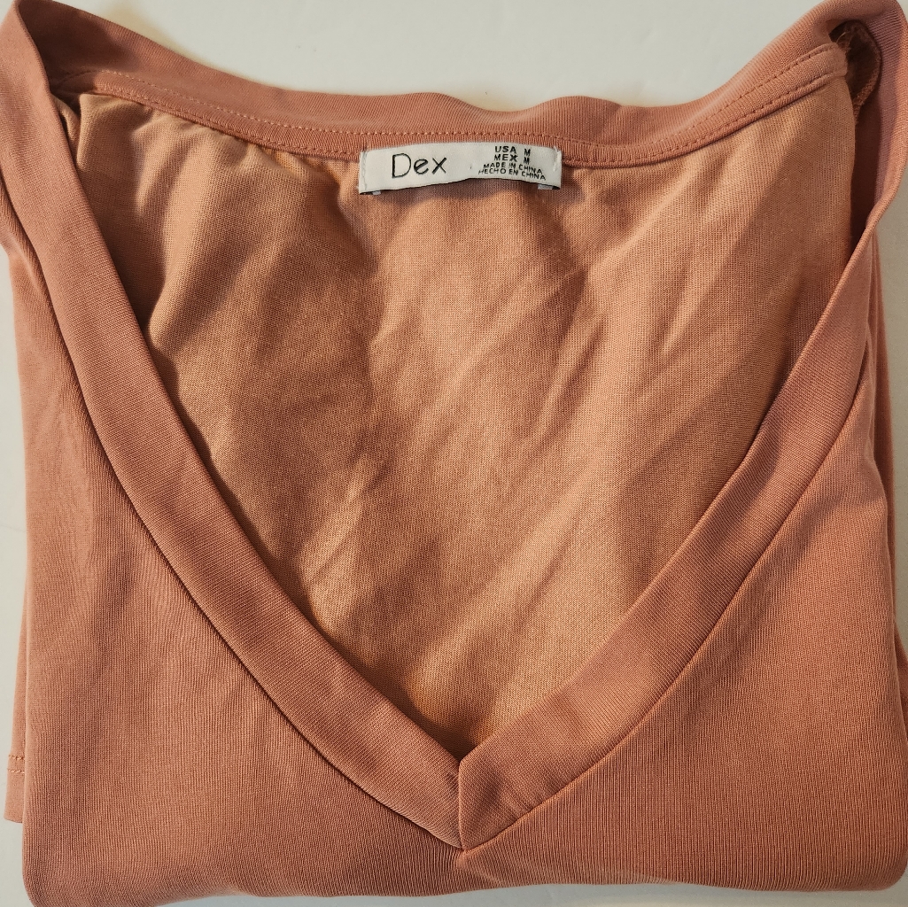 12 Dex T Shirt Size Med 70% Modal 30% Polester Very Soft Material V Neck